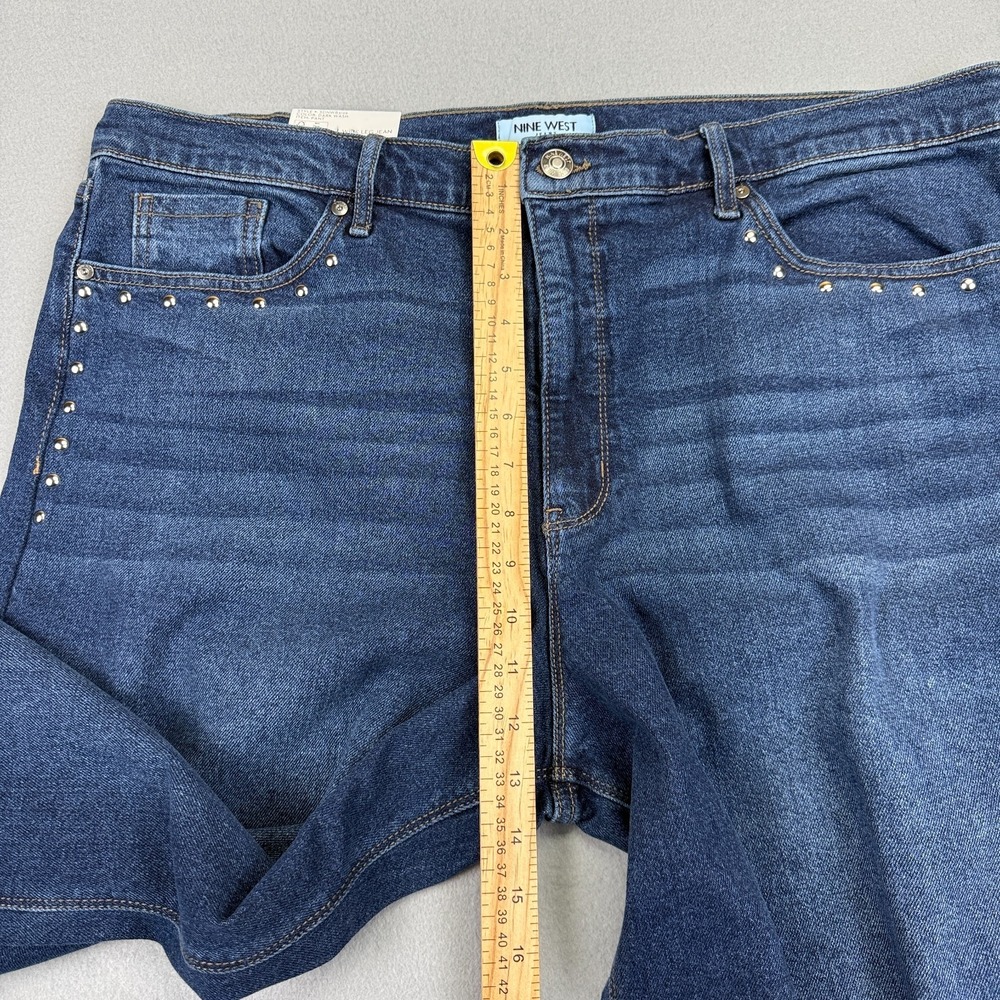 Nine West Womens Wide Leg Jeans Size 16 High Rise Baggy Stretch Studded NWT - Picture 16 of 16